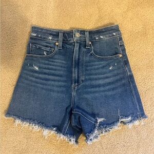 PAIGE Blue Distressed Jean Shorts